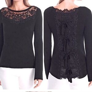 WHBM Bow Back Sweater with Crochet Detail
